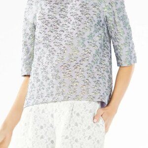 BCBG MAX AZRIA Womens S Lilac Purple Rowen Cloque Metallic Jacquard Elbow Slv To